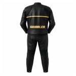 Kvell Sports Black & Gold Two-Piece Motorcycle Leather Racing Suit - Image 2