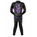 women's black grey and purple motorcycle leather racing suit