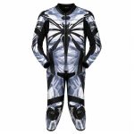 Kvell Sports Spider grey camo one-piece motorcycle leather racing suit