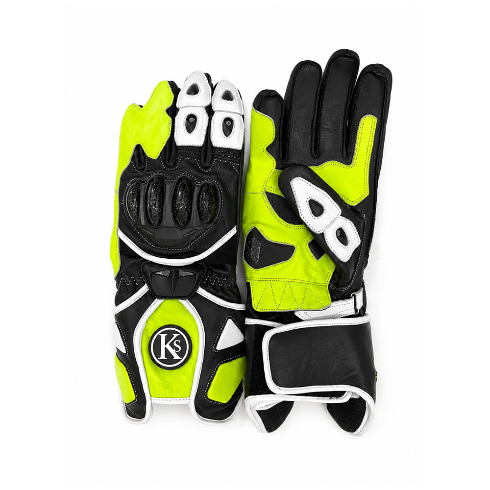 G2-3 Kvell Sports Volt Pro Black & Neon Motorcycle Racing Gloves - Image 1