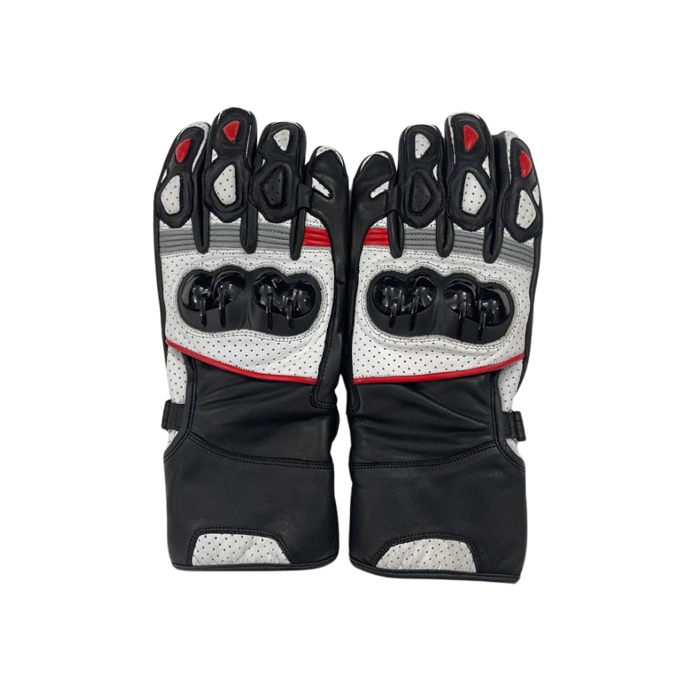 G3-1 Kvell Sports Apex Pro Black White & Red Motorcycle Racing Gloves - Image 1