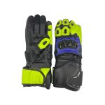 Kvell Sports Volt-X Pro Neon Yellow & Blue Motorcycle Racing Gloves - Image 2
