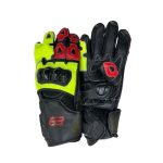 Kvell Sports HyperVolt Pro neon yellow red and black motorcycle racing gloves