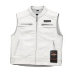 Kvell Sports White Motorcycle Leather Riding Vest Front View