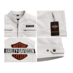 Harley Davidson White Motorcycle Leather Riding Vest with Zipper Pockets - Kvell Sports - Image 3