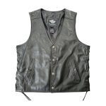 Kvell Sports Black Motorcycle Leather Biker Vest with Side Laces