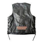 Black Motorcycle Leather Biker Vest with Side Laces - Kvell Sports - Image 2