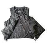 Black Motorcycle Leather Biker Vest with Side Laces - Kvell Sports - Image 3