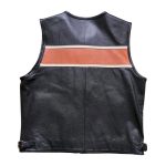Kvell Sports Heritage Stripe Black Leather Motorcycle Vest - Image 2
