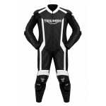 Kvell Sports Triumph black and white custom motorcycle leather racing suit