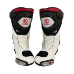 Kvell Sports White Motorcycle Racing Boots Front View