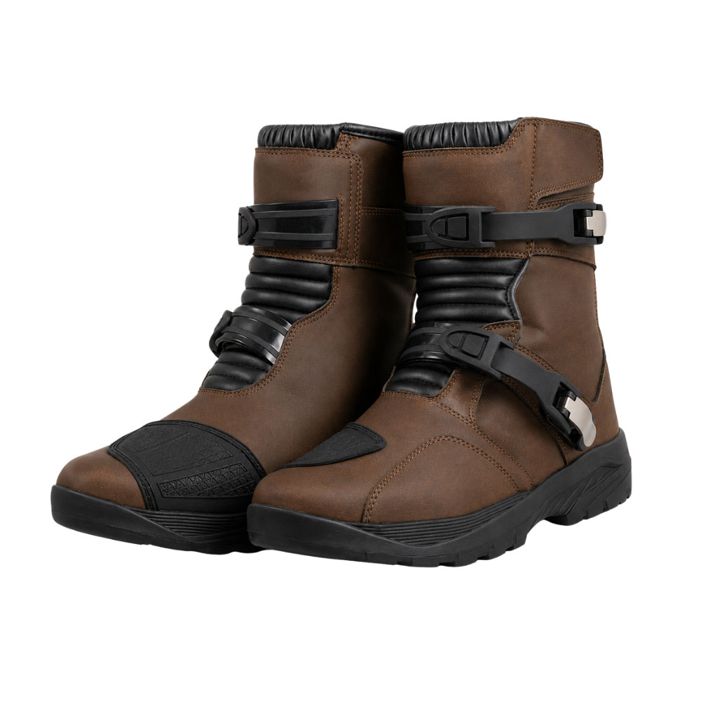 Kvell Sports TrailRider Pro Brown Motorcycle Touring Boots Kvell Sports TrailRider Pro brown motorcycle touring boots with dual buckle closures