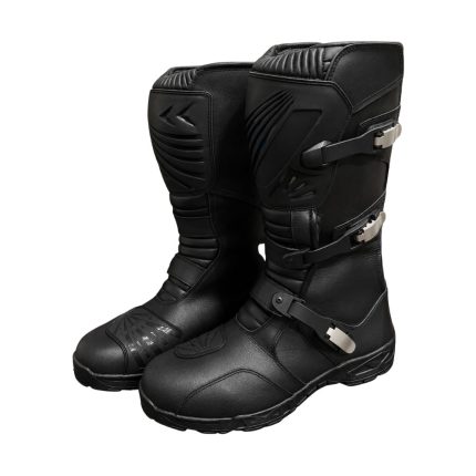 Kvell Sports Black Motorcycle Touring Boots with Adjustable Buckles