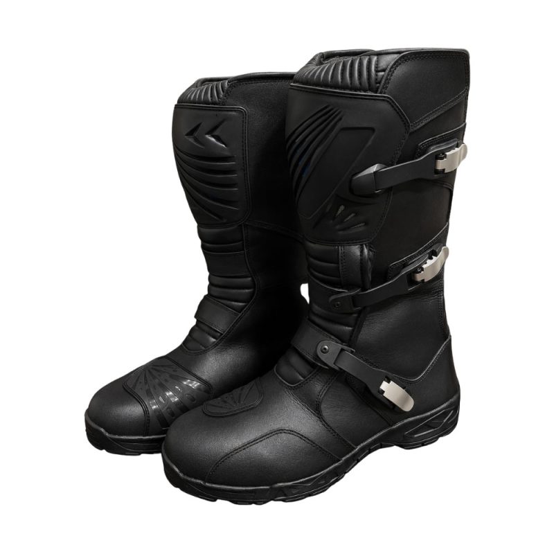 Kvell Sports Black Motorcycle Touring Boots with Adjustable Buckles