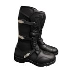 Black Leather Motorcycle Touring Boots with Protective Buckles - Kvell Sports - Image 3