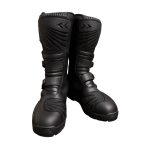 Black Leather Motorcycle Touring Boots with Protective Buckles - Kvell Sports - Image 2