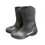Kvell Sports Black Motorcycle Touring Boots with Reinforced Ankle and Toe Areas